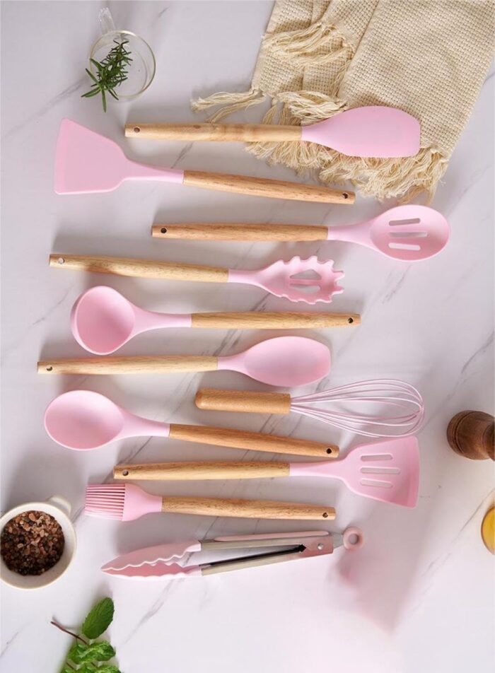 19 Pcs Kitchen Cooking Utensils and Knife Set with Block - Image 2